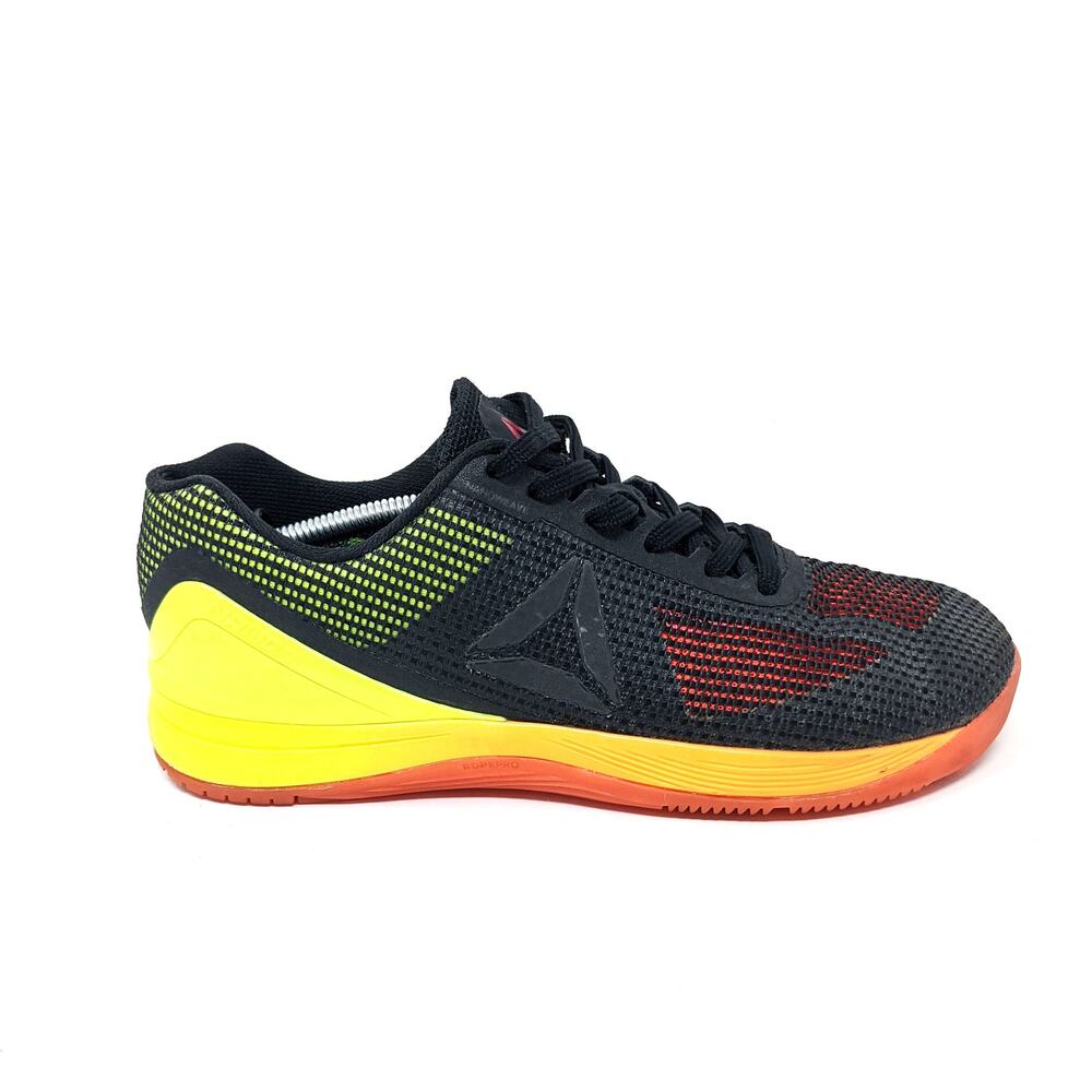Reebok Womens 9.5 Crossfit Nano 7 Black Yellow Orange Low Top Sneakers Lace Up - Picture 3 of 9